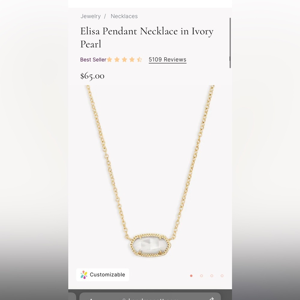 Kendra Scott Elisa Pendant Necklace in Ivory Pearl